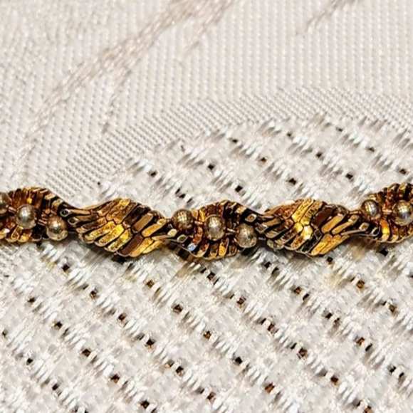 925 VTG 16" double chain.Italian Gold tone w/ silver pearls. Choker / necklace - Picture 3 of 12